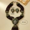 Vintage Palace Full Set Lion Head Heavy Industry Multi Layer Tassel Necklace Earpiece