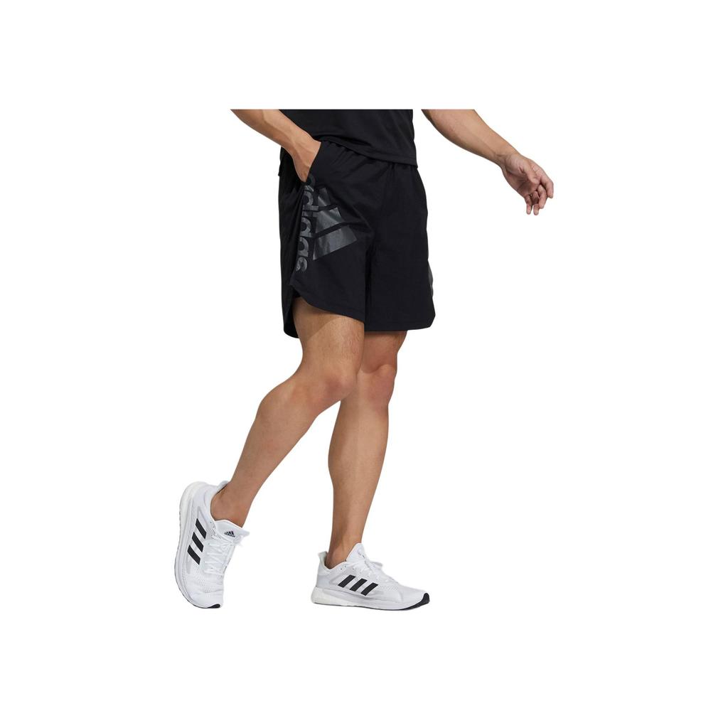adidas Logo-Print Mittelhoch Feuchtigkeitsableitend Bequeme Lässige Shorts Herren Unterteile Schwarz GL8678