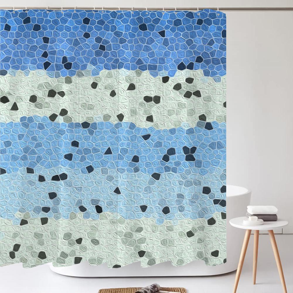 1 pack of print shower curtain polyester cloth modern geometry pattern bathroom curtains with hooks Home decoration curtain