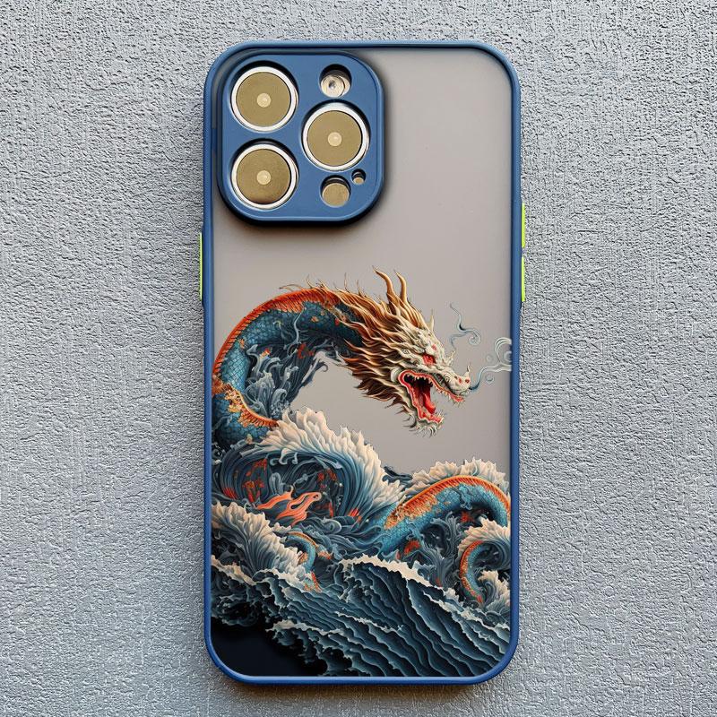

Роскошный модный чехол для телефона с восточным драконом для iPhone 11 12 13 Mini Pro Max 14 15 16 Pro Max Plus XR XS X 7 8 Plus Морская волна INS Чехол iphone 7 8 SE2