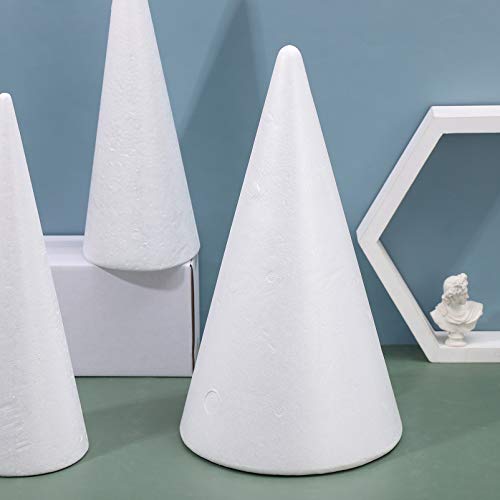 EXCEART Styrofoam Cone, 345mm X 195mm, White, for DIY Handmade Crafts, Colorable, Glueable, and Pinable, Perfect for Parents and Children, Daycare, Cl