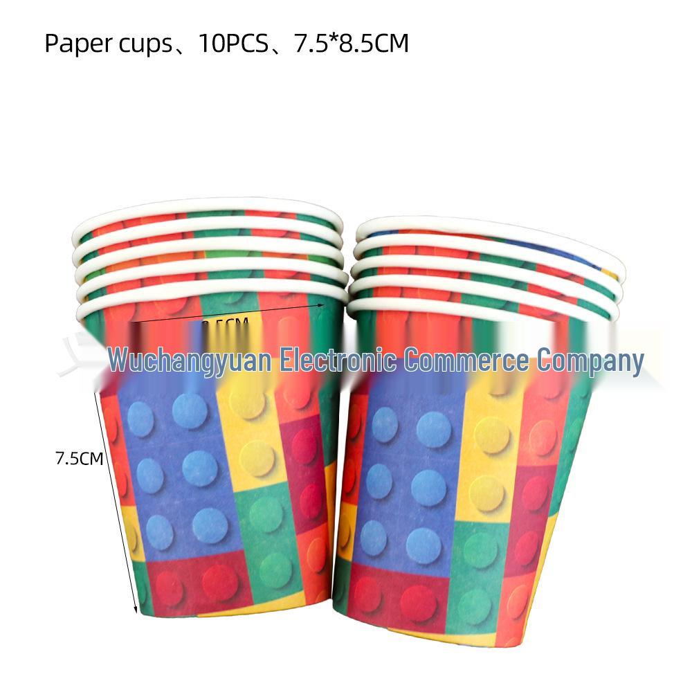 Párty potřeby s kostkami Lego: Praporek, Klobouky a Ubrus pro Dětské Narozeniny