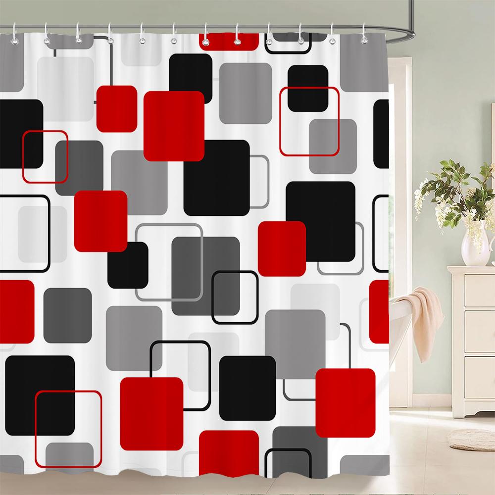 Dunika Chen Waterproof Shower Curtain With 12 Hooks Classic Geometric Printed Bath Curtains Colorful Polyester Frabic Bathroom Bathtub Decor