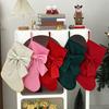 Festive Ornament for Wall Hanging Soft Velvet Christmas Stocking Fireplace Decor, Large Gift Bag Holiday Party Decoration Supplies with Bow,