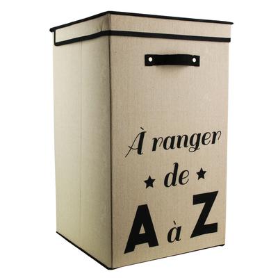 [R2471] - Beige 'Messages' Cotton Laundry Bin (To Arrange from A To Z) - 58x35x35cm (70L)