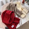 Soft Solid Beanie Winter Women Warm Knit Hat Pile Caps Button Ear Protection Tie Pullover Hat