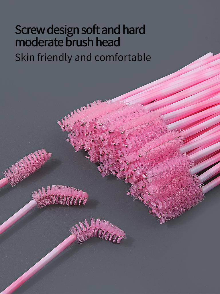 Pink and White Two-tone Mascara Brush Eyebrow Brush Portable Spiral Brush Multi-function Grafting Mascara Cleaning Tool 25PCS