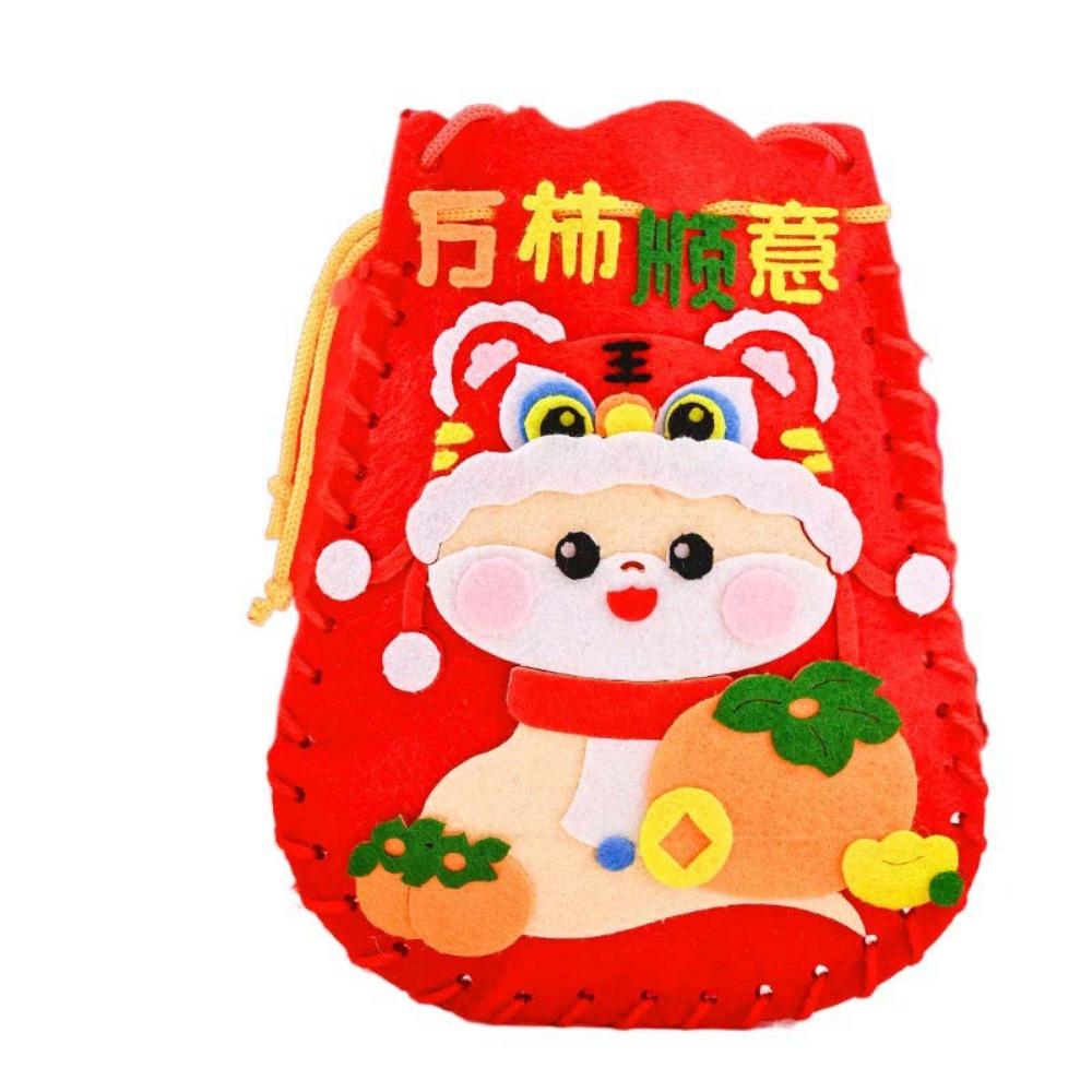 

Handmade Cartoon Snake Lucky Bag Traditional New Year Blessing Bag Snake Pattern Hnadbag New Year Style D