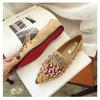 Fashion New 2025 Pointed Toe Women Flat Rhinestones Cherry Loafers Rivets Classic Ladie Flats Shoes Women's Ballet Flats Soft Boat Shoes