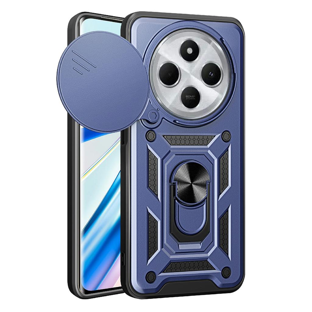 AMORUS Kickstand Case for Xiaomi Poco C75 4G/Redmi 14R 5G/14C 4G PC+TPU Phone Cover with Camera Lens Slider