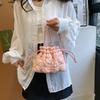 Fashion Korean Ins Pleated Cloud Tote Bag Women Solid Color Casual Simple Bubble Foo Bag Trend Soft Crossbody Bag Handbag