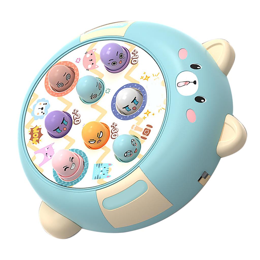 Interactive Whack Toy for Kids 360 Degree Rotating Cute Emoticon Music Light Hammering Pounding Toy