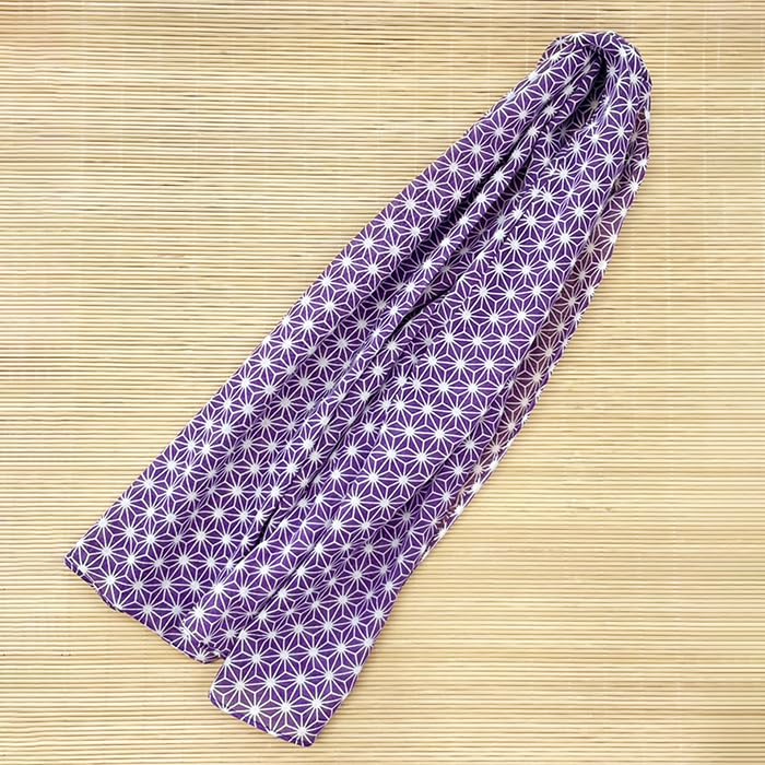 Dyeing Anbo Soft Gauze Tenugui Medium Authentic Dyed Cotton with Hemmed Made in 35cm x 100cm "Asanoha Grape" 100% Edges, Japan,