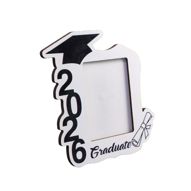 Wood Graduation Photo Frame for Desk Placement, Standing Display with Rear Panel for a Cherished Achievement Photograph
