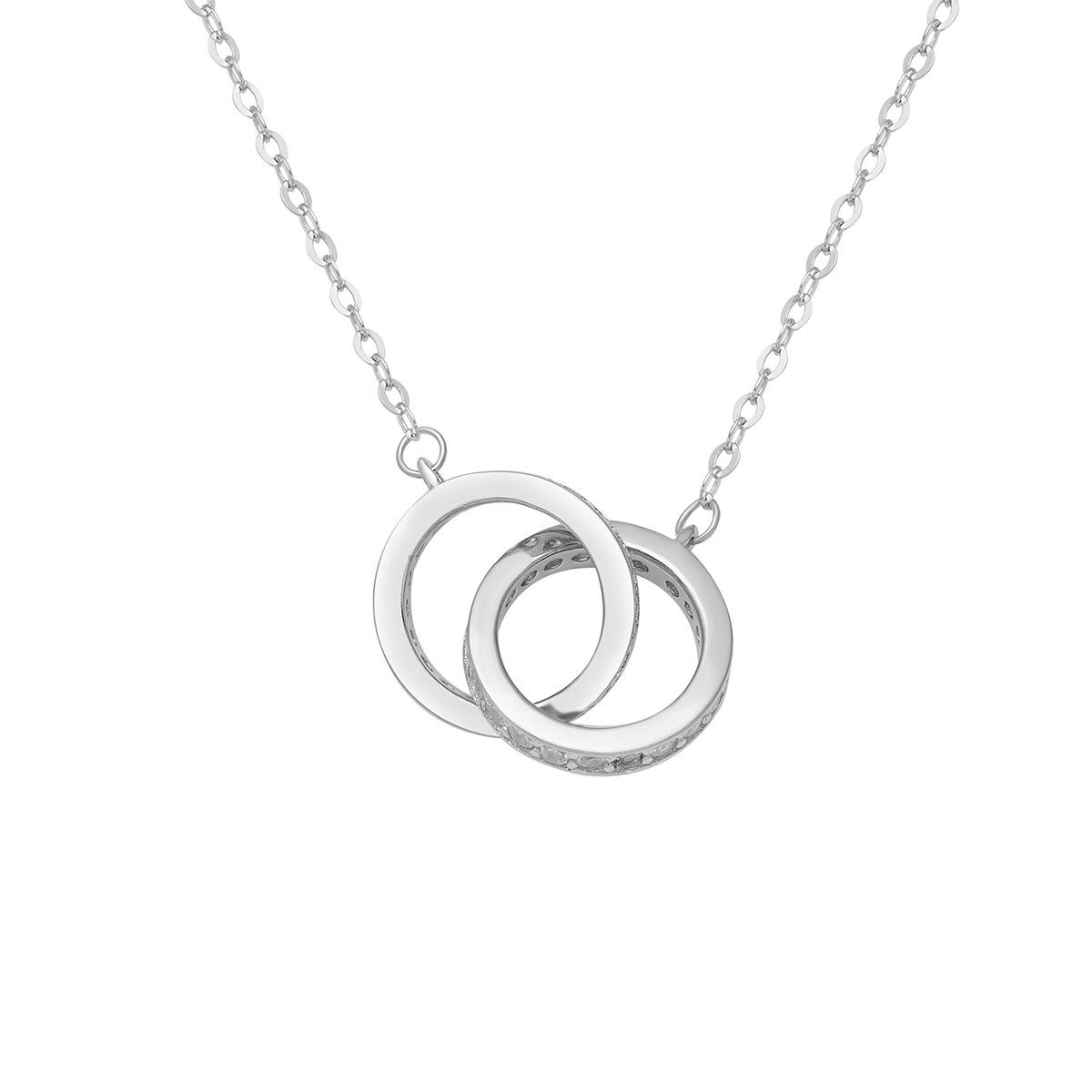 

S925 стерлінгового срібла, повне цирконієве намисто з подвійним кільцем для жінок старшого віку, відчуття дизайну, каблучка Мебіуса, ключичний ланцюжок, легка розкіш, проста 925 silver