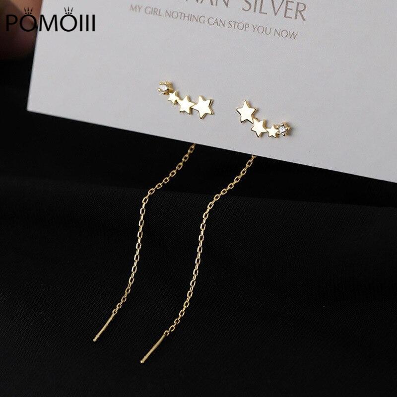 925 Sterling Silver Star Long Tassel Earrings for Women Wedding Party Jewelry New Arrival