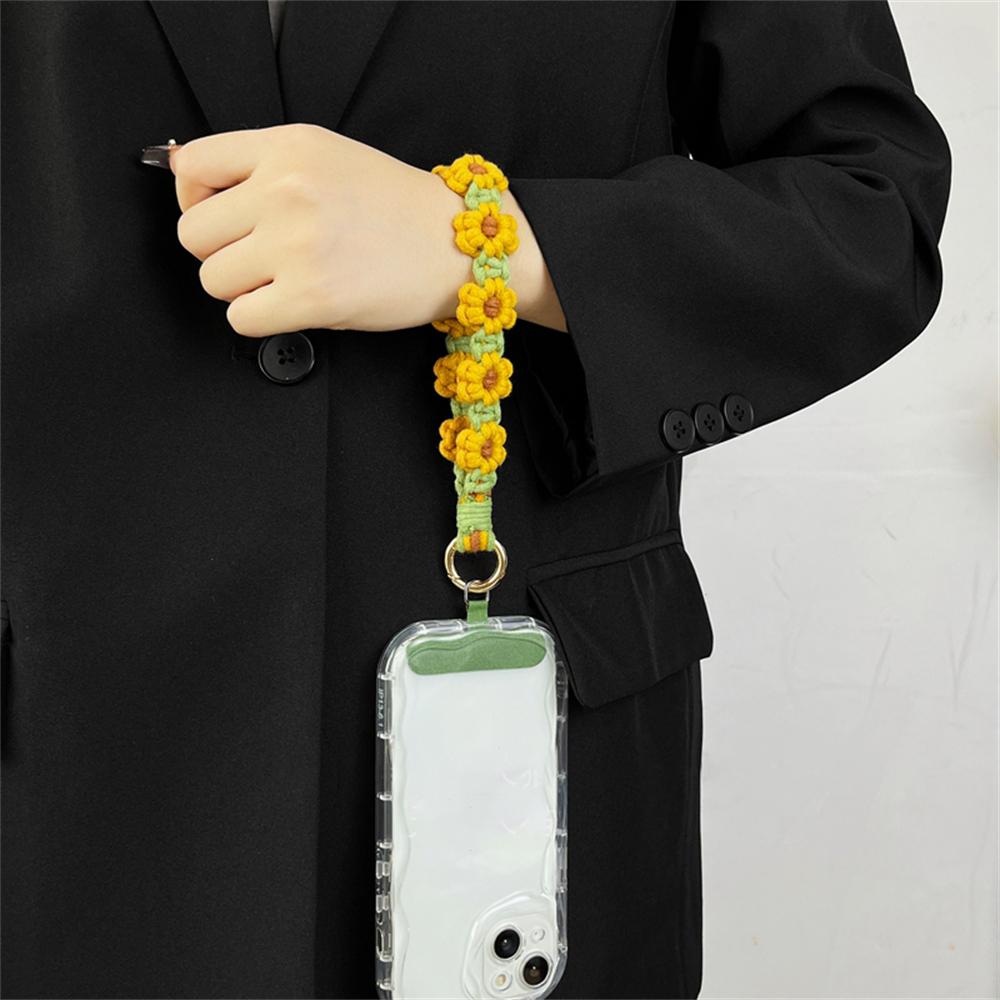 Luxusní Pletený Klíčenka na Zápěstí Květinová Klíčenka Popruh na Klíče Náramek Klíčenka Boho Květinová Sedmikráska Květinová Roztomilý Svatba Dárek