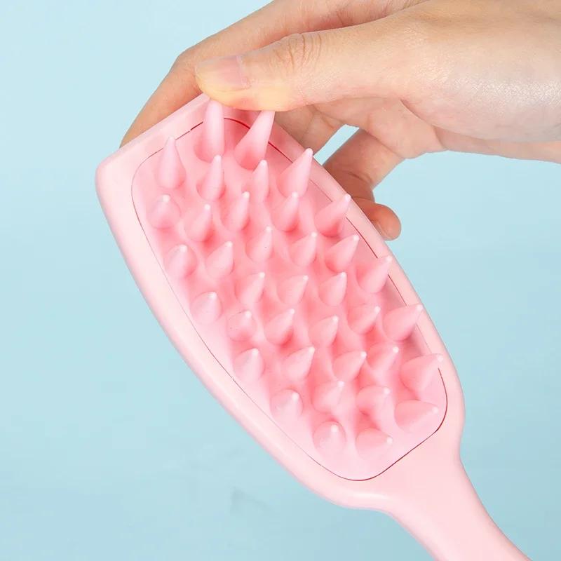 Silicone Shampoo Brush Scalp Massage Brush Hair Washing Comb Long Handle Head Massager Bath Exfoliating Body Scrubber