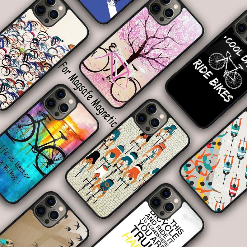 Mountain Bike Cycling art Magnetic Phone Case For APPLE iPhone 17 Air 16 14 13 12 Pro Max 15 Plus Wireless Charge MagSafe Cover