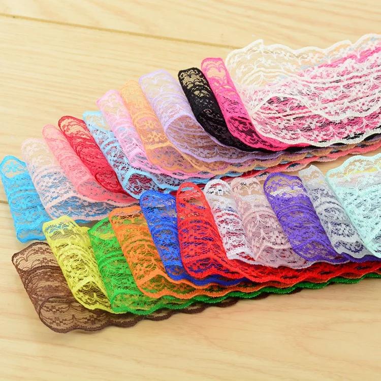 10Meters/Roll 4.5CM Red Black Blue Embroidery Lace Ribbon DIY Apparel Sewing Fabric Wedding Christmas Halloween Gift Decoration