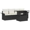 Garden Sofa Set with Cushions 5 Pcs Black Poly Rattan