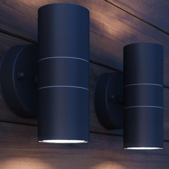 Applique murale LED d'extérieur VIDAXL - Acier inoxydable - Haut bas - Noir