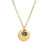 Stainless Steel Polished Round Pendant Necklace with Engraved Birthstone for Women
