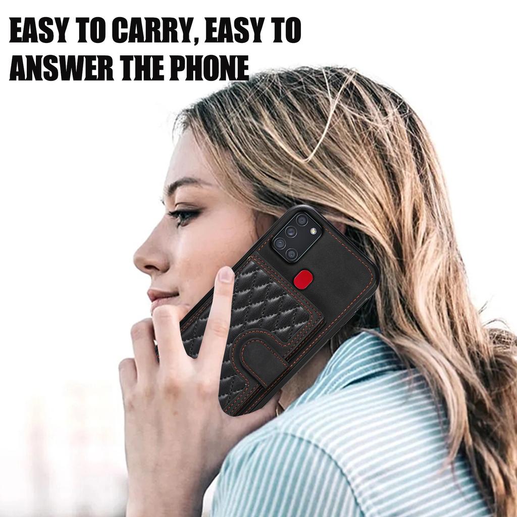 Pro Samsung Galaxy A21s Pouzdro na telefon TPU+PU kůže Kryt na telefon s držákem na karty