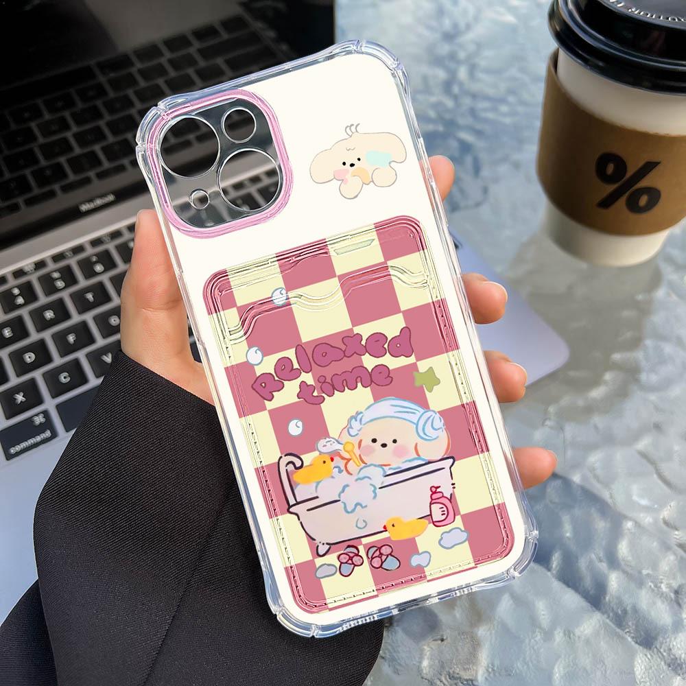 Card Phone Case for iPhone 11 13 XR 15 14 Pro Max iPhone 12 16 7 8 Plus XS Max Samsung S24 S23 A15 A55 A05 A54 Redmi 12 13C 13 9 Cartoon Protection