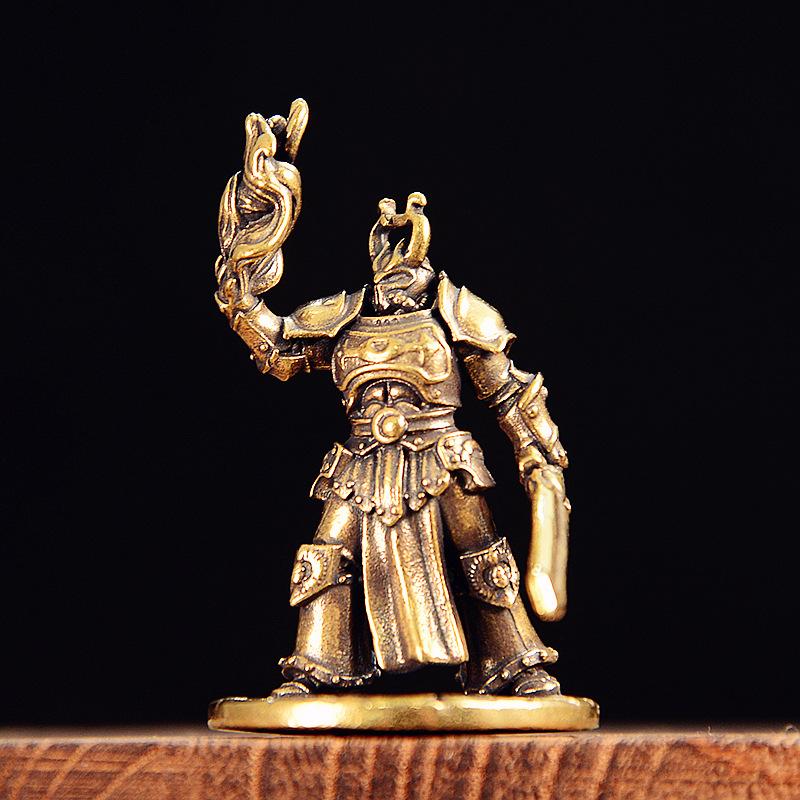 Brass Magic Warrior Figurines Miniatures Desktop Ornaments Retro Metal Models Small Statue Home Decorations Crafts Accessories