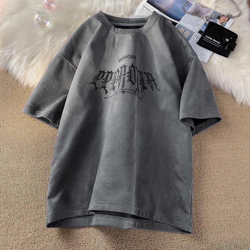 Gothic Cotton Short Sleeve T-shirt Summer Oversize Letter Print Tees Top Casual Loose Streetwear Harajuku Gym Clothing