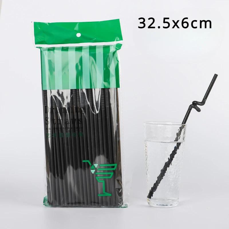 100Pcs Drinking Plastic Curved DIY Shaped Disposable Straws Colorful Artistic Long Flexible Party Supplies Kitchen Accessories