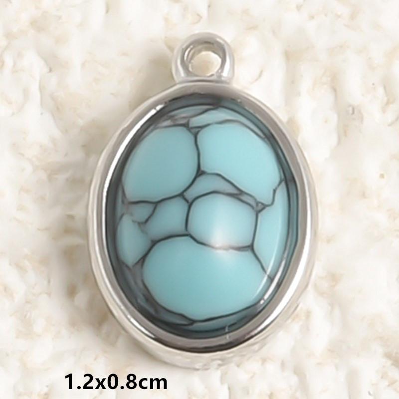 DIY Vintage Sun Oval Charm Stainless Steel Pendants For Jewelry Making Supplies Turquoise Charm Necklace Earrings Decor Findings
