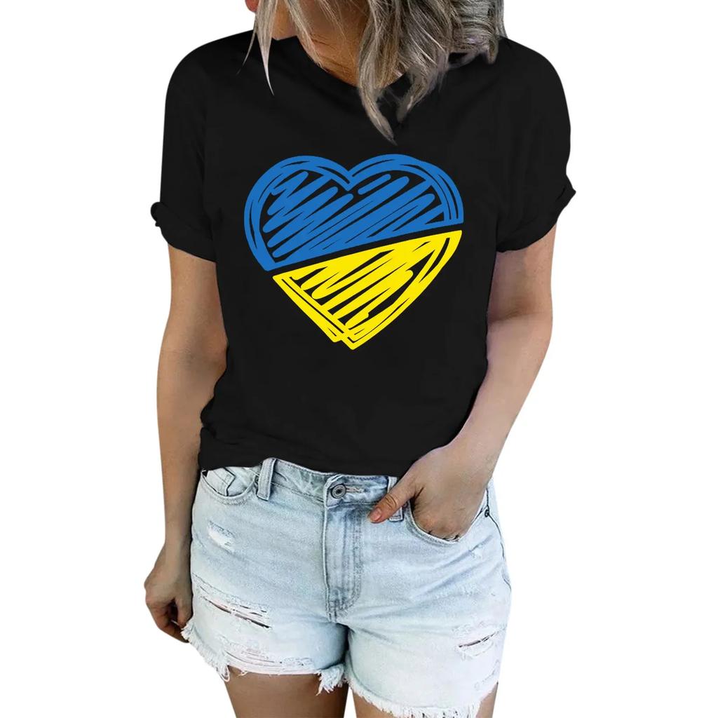Ukraine Flag Printed Fashion Womens Tshirts Short Sleeve Funny Tops Tees Graphic Unisex T Shirts Women Men Clothing
