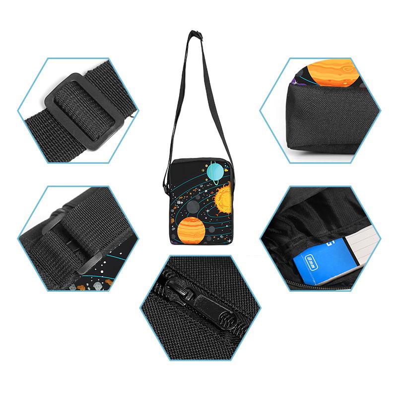 Cosmic Planet Daily Single Sided Messenger Bag For Boy/Girls Children Best Gifts 2D Flat D Cartoon Casual Teenage Crossbody Bag