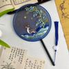 Semi-Transparent Embroidery Round Fan Chinese Style Vintage Hand Fan Dance Fan  Wedding