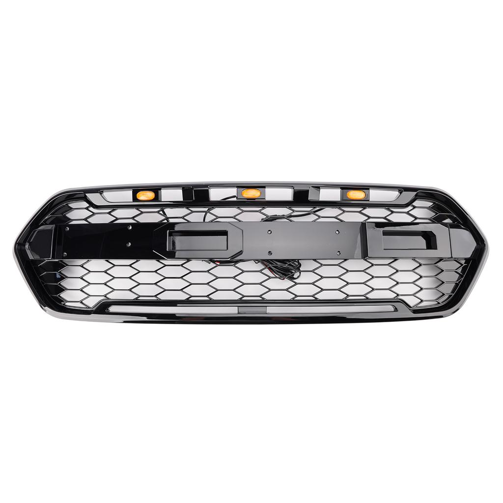 Griglia Paraurti Anteriore Nera Lucida Adatta Ford Transit Custom Trail 2018-2023 Con 3 LED