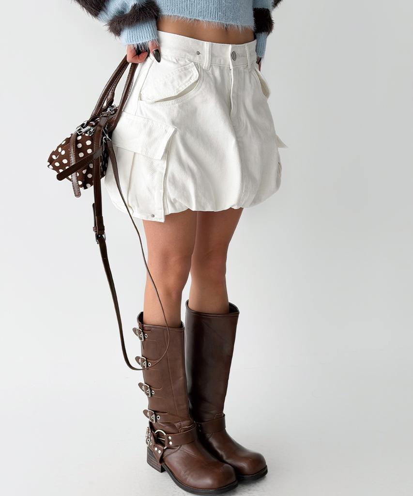 The Green Lab Cotton Cargo Miniskirt [White]