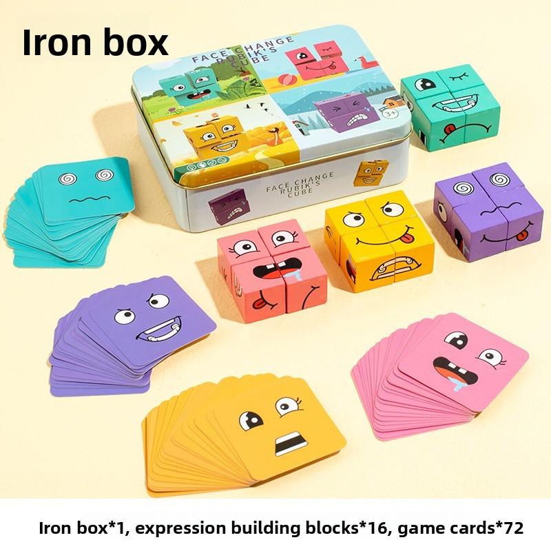 Face Wooden Changing Rubiks Cube Building Blocks With Challenge Cards Gift For