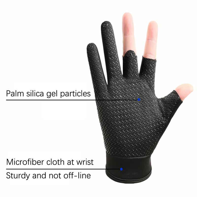 Fishing Gloves Men Summer Three Finger Cut Gloves For Fishing Sun Protection Male Anti-Slip Cycling Drive Breathable Thin Gloves