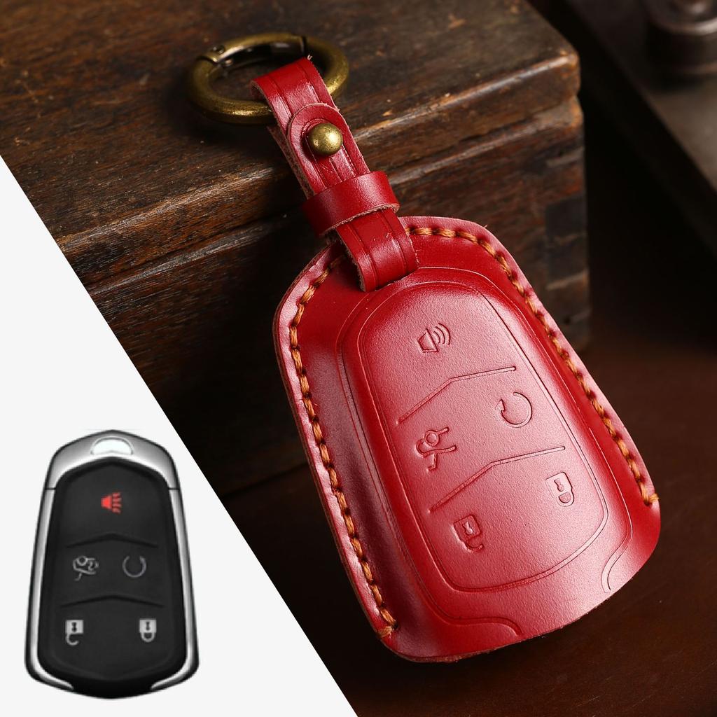 Car key cover is suitable for Cadillac key case CT4 genuine leather xt4 Crazy Horse leather car key cover purely handmade