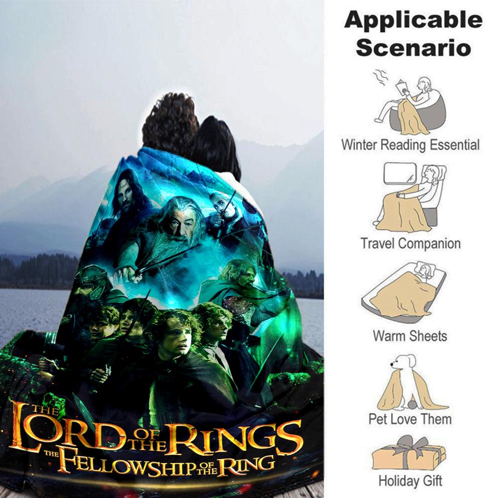 1PC The Lord of the Rings printed blanket, all season lightweight home office outdoor nap multifunctional blanket A6