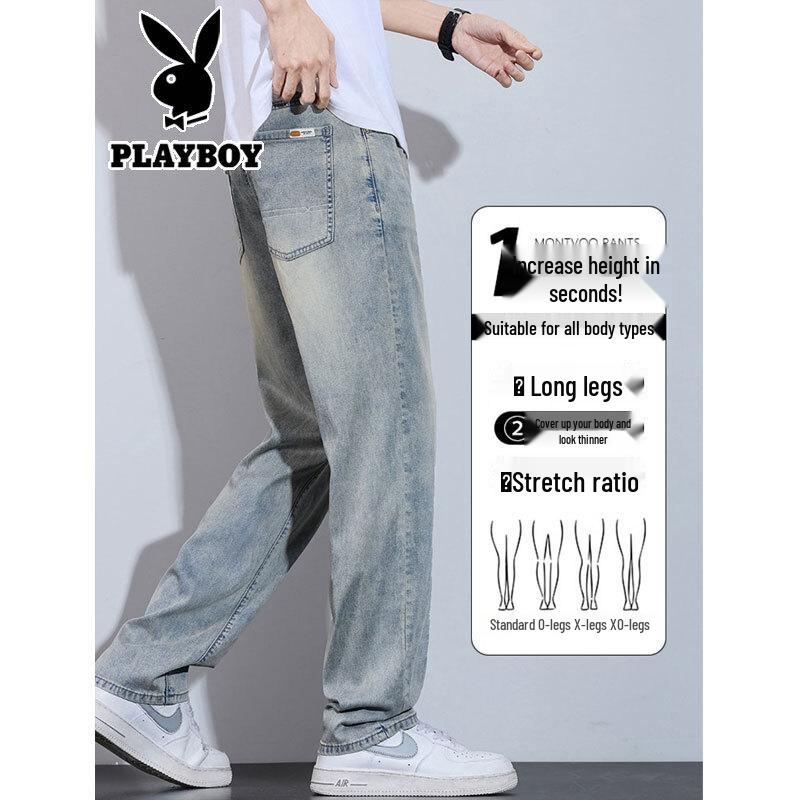 PLAYBOY Men's Tencel Blend Loose Straight Leg Denim Jeans