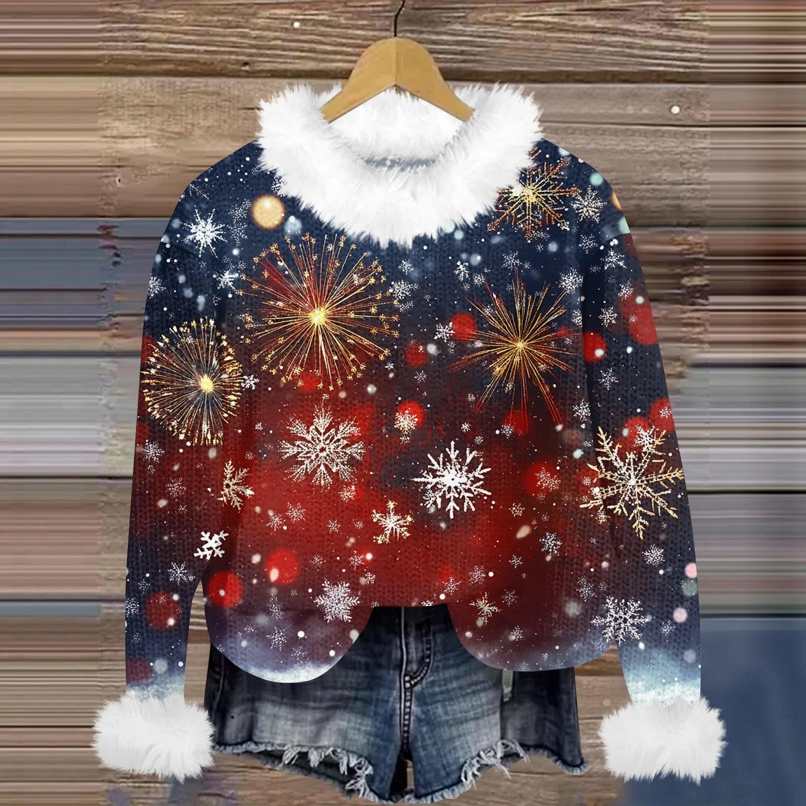 Свитшоты для женщин Вязаный свитер Милая рубашка Осенний круглый вырез Пуловер с меховым — фото 16