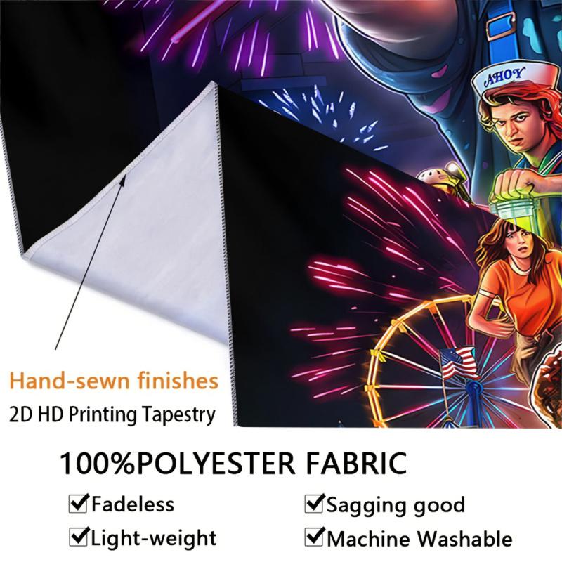 Stranger Things Sci-Fi Horror Retro 80s Design Tapestry Wall Hanging Banner Background Backdrops Living Room Bedroom Party Decor