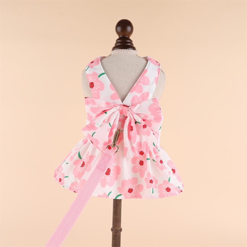 

Милое летнее платье для собаки с поводком - Идеально для щенков-девочек и маленьких собак XS розовый