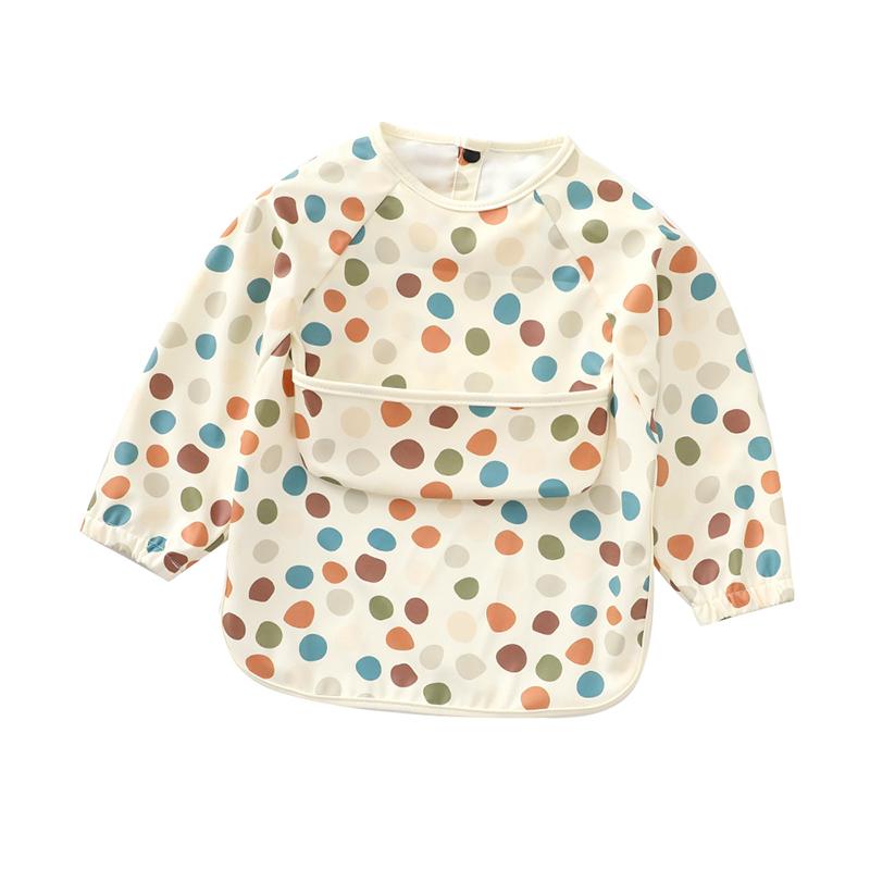 1PC Baby Long Sleeve PU Overalls Wear Waterproof Food Dirty Oil Feeding Suitable For Male And Female Children Bibs