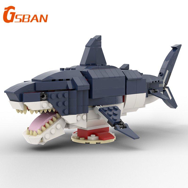 GSBAN Идеи MOC Животные Акула Мегалодон Морские Существа 602 Шт. Кирпичики Строительные Блоки Игрушки для Образовательная Игрушка