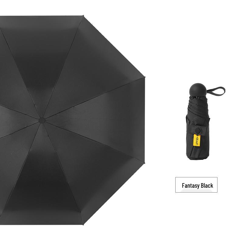 Mini 5-Fold Rain or Sun Umbrella: Compact, Thick, UV Protective Shade for Women