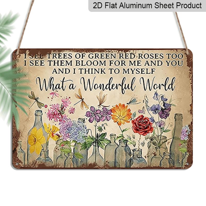 2D Flat 1pc Vintage Metal Sign, Featuring A Dragonfly and A Vibrant Floral Design, Vintage Aluminum Sign, Perfect for Decorating Homes, Cafes